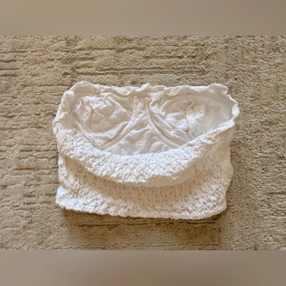 Free People White Lace Crop Top - Picture 2 of 4